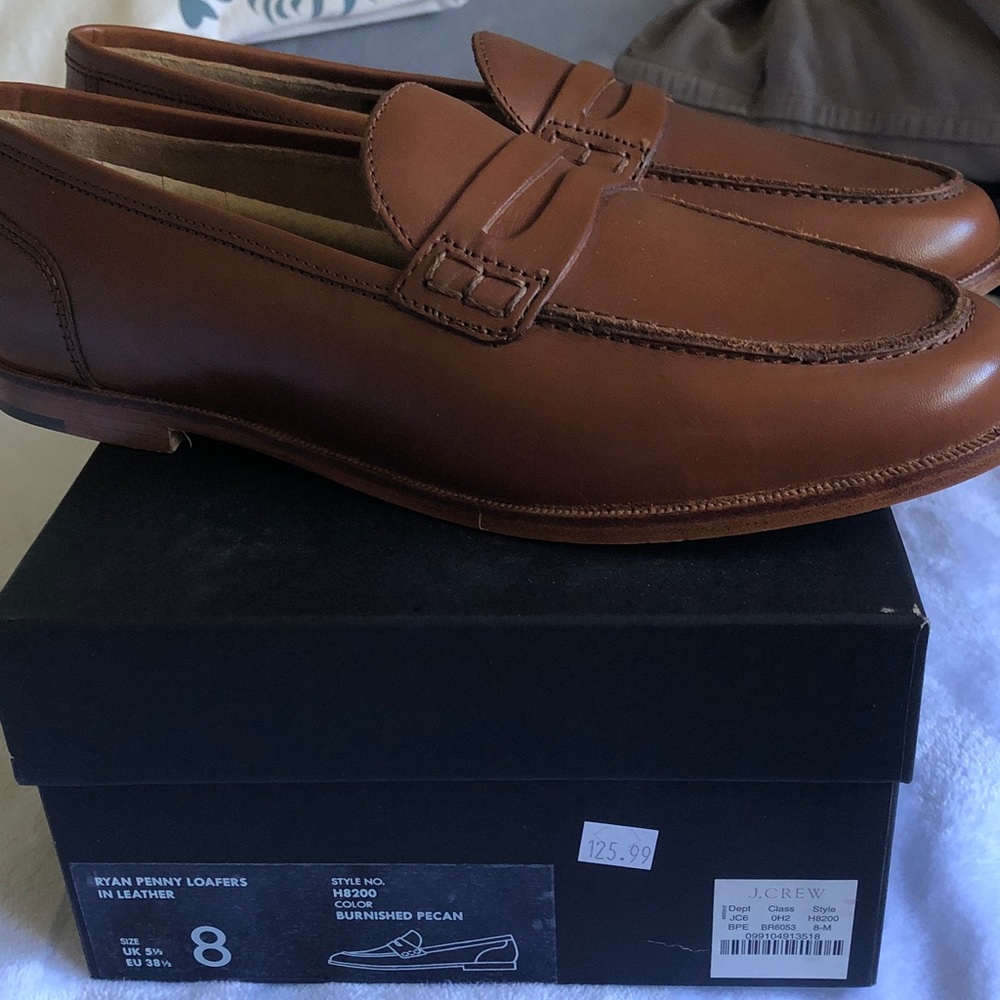 J. Crew Women’s Brown Leather Penny Loafers brand new in box size 8